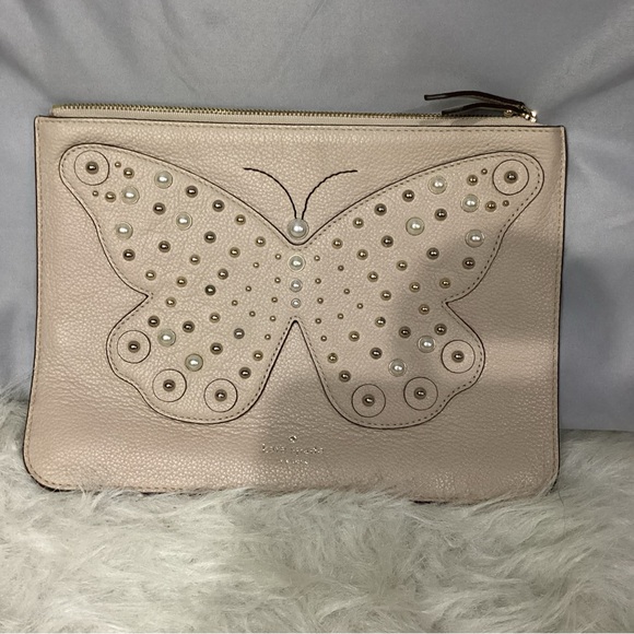 kate spade Handbags - Kate Spade Gia Larchmont Ave Butterfly Leather Clutch Pouch EUC Beautiful